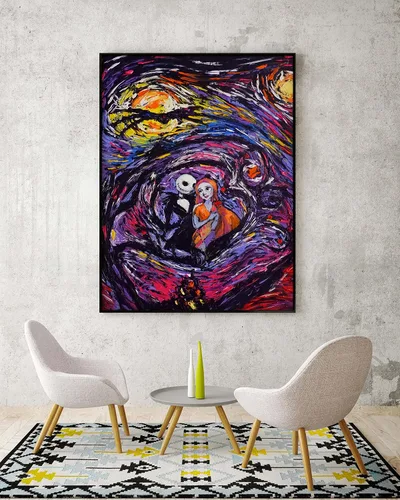 Miniatura 2 de Uhomate Jack Sally Jack y Sally Nightmare Before Christmas Vincent Van Gogh - Pósteres de noche estrellada para el hogar, lienzo para pared