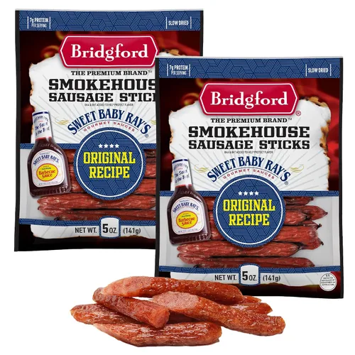 Miniatura 18 de Bridgford Smokehouse - Palitos de salchicha Teriyaki de 5 onzas, paquete de 2 – Hecho con carne de res y cerdo – Sin gluten y alto contenido