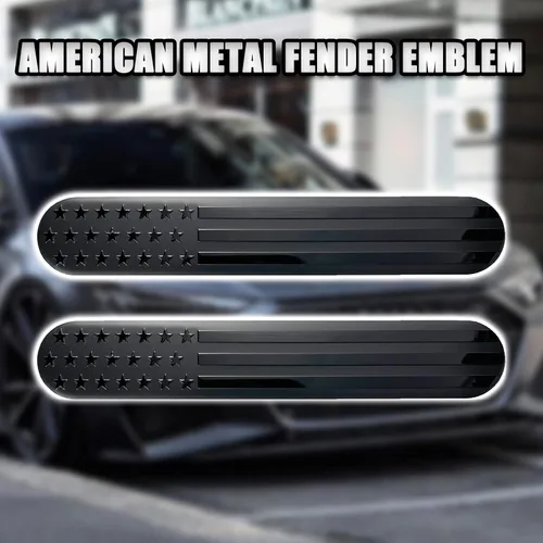 Miniatura 3 de 2 calcomanías de metal con bandera de Estados Unidos para automóvil, adhesivo de metal 3D, para parachoques de auto, SUV, camión, motocicleta (negro)