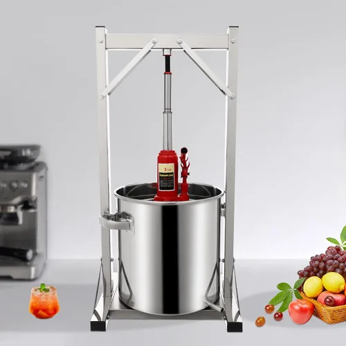 Miniatura 2 de Prensa hidráulica de vino de frutas de 5.8 galones, prensa de frutas grande de acero inoxidable de 22 litros para hacer jugos naturales con cubo
