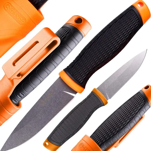Ganzo G806-OR Cuchillo de hoja fija 8CR14 Hoja de acero inoxidable Mango ergonómico antideslizante Camping Caza Pesca al aire libre EDC Cuchillo con