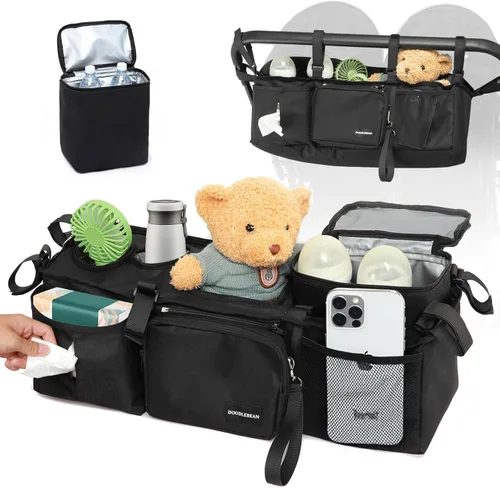 Organizador de cochecito doble para Bob Duallie con 2 portavasos aislados y bolsa refrigeradora, Baby Jogger City Mini Gt2 Jeep Accesorios para