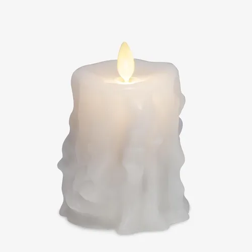 Miniatura 2 de Luminara - Vela LED sin llama de cera pesada, blanca, 3.4" x 4.5", con función de temporizador, pila de cera real, funciona con batería, sin Blanco