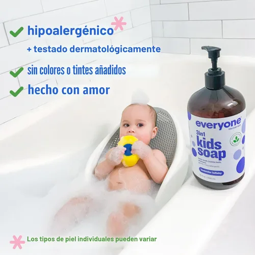 Miniatura 3 de Everyone - Jabón 3 en 1 para niños, gel de baño, baño de burbujas, champú, 32 onzas (paquete de 2), canción de cuna de lavanda, hecho con aceites