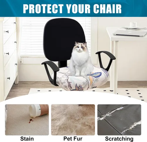 Miniatura 8 de Smiry Fundas de asiento impresas para silla de computadora de oficina, ajuste elástico, universal para silla giratoria de escritorio, lavables, Beige