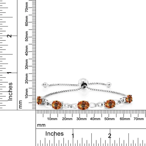 Miniatura 72 de Gem Stone King Pulsera de tenis de diamantes cultivados en laboratorio con piedra natal de 3-6 quilates para mujer, plata de ley 925, ovalada