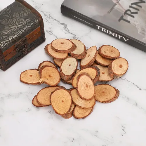 Miniatura 2 de Paquete de 25 láminas de madera ovaladas sin terminar, placas de madera de pino con corteza para manualidades, pintura de bricolaje, letrero