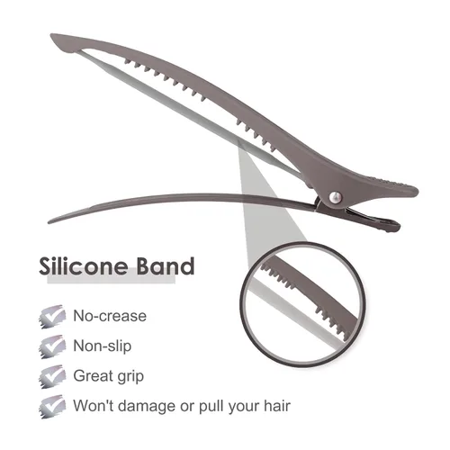 Miniatura 3 de AIMIKE Clips de seccionamiento de cabello con banda de silicona, clips de peinado con pico de pato sin arrugas para salón, corte y rodillos