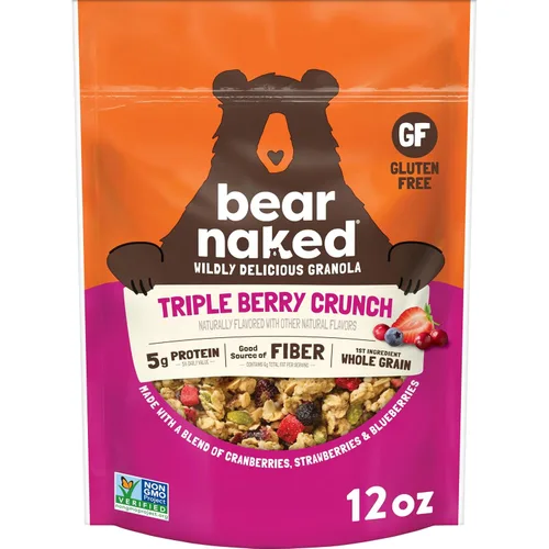 Bear Naked Triple Berry Fit Granola - Sin OMG, Kosher, Vegana - 12 onzas