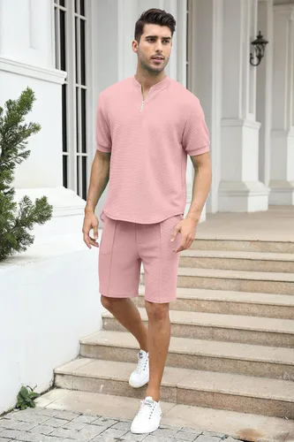 Miniatura 63 de FZNHQL Conjunto deportivo de moda para hombre, 2 piezas, casual, atlético, para correr, manga corta/larga, conjunto para hombre