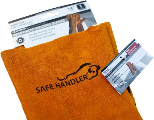 Miniatura 7 de SAFE HANDLER Guantes de soldadura reforzados de cuero para mayor destreza, refuerzo de doble palma, resistentes al calor para hornos, barbacoa