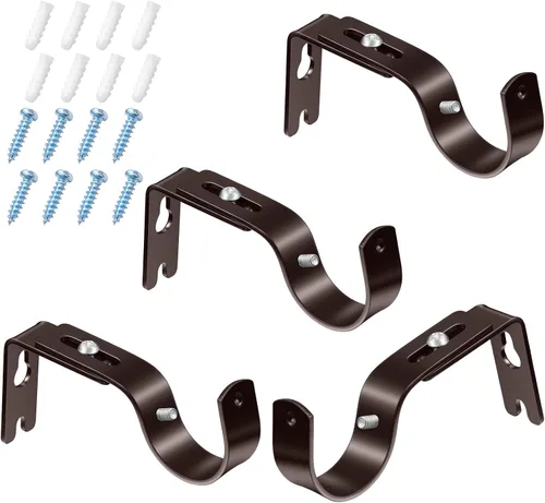Miniatura 10 de Frienda 4 soportes de barra de cortina resistentes pintados de plata ajustables para barra de cortina de 1 pulgada de diámetro, soportes de Plata