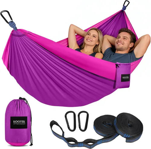 Miniatura 16 de Kootek Hamaca de campamento, hamacas portátiles con correas para árboles y bolsa de transporte adjunta, equipo esencial de campamento, perfecto