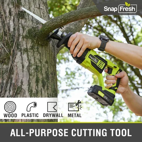 Miniatura 8 de SnapFresh Sierra Recíproca Inalámbrica de 20V – 3000 SPM, Gatillo de Velocidad Variable, Cambio de Hoja sin Herramientas, Luz LED, Ligera y Compacta