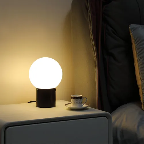 Miniatura 6 de Somniferous Lámpara pequeña de mesa para mesita de noche con pantalla de globo de vidrio esmerilado, lámpara de mesita de noche de estilo moderno