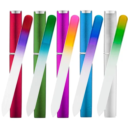 Miniatura 8 de Paquete de 5 limas de uñas de vidrio con estuche, limas de uñas de vidrio de doble cara, lima de uñas de vidrio de doble cara, juego de manicura
