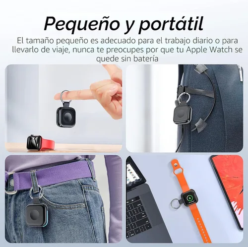 Miniatura 8 de HUOTO - Cargador portátil para Apple Watch, cargador magnético inalámbrico para iWatch de 1200 mAh, batería externa para viajes, llavero