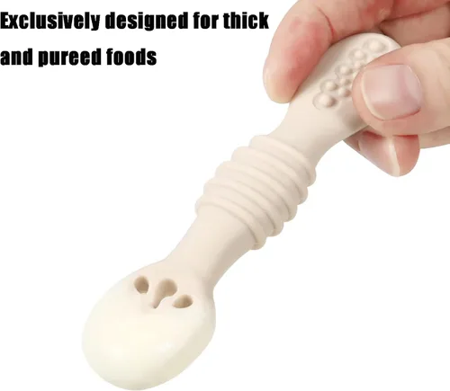 Miniatura 4 de PandaEar Paquete de 7 cucharas de silicona para bebés Suministros de destete para bebés Cuchara de alimentación infantil para primera etapa