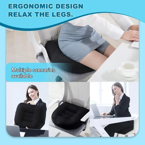 Miniatura 5 de Cojines para silla de oficina para respaldo y trasero, cojín ergonómico para silla o asiento para sentarse durante mucho tiempo, almohada para Negro