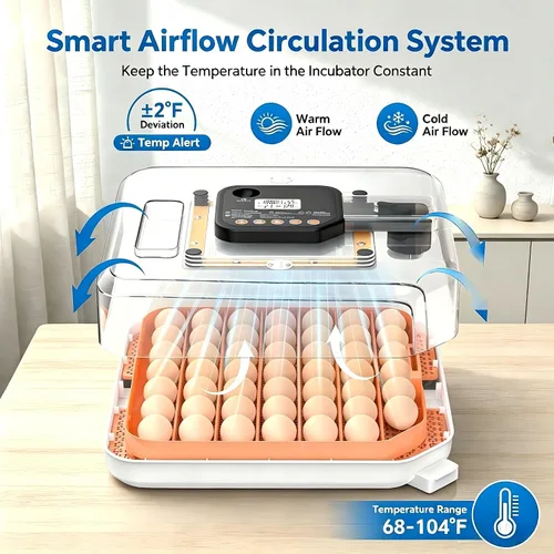 Miniatura 2 de Incubadora de 48 huevos con girador automático, control digital de temperatura y humedad, vela de huevos incorporada, recarga de agua externa