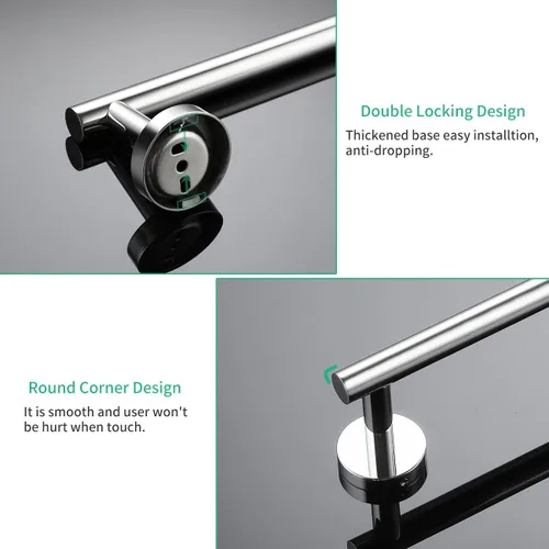 Miniatura 7 de Miyili BS01C4B - Juego de 4 piezas de accesorios de baño de acero inoxidable pulido montado en la pared, incluye toallero de 24 pulgadas, soporte