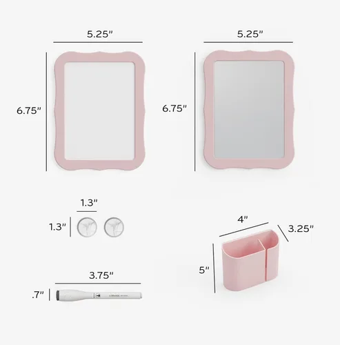 Miniatura 2 de U Brands Kit de accesorios para casillero, artículos esenciales para el regreso a clases, rosa, 6 piezas, incluye pizarra blanca, espejo