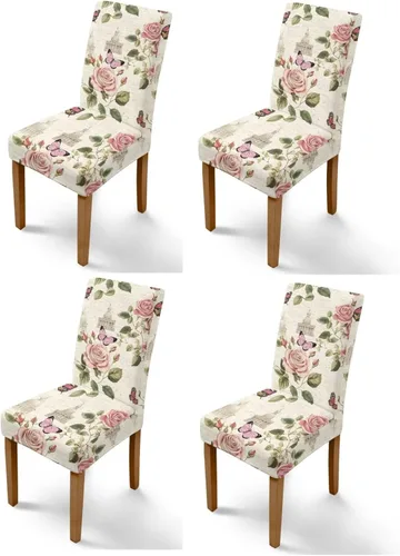 Miniatura 16 de Rnyleeg Red Rose Butterfly Chair Covers for Living Room No Arms Stretch Dining Chair Covers Set of 6 Soft Washable Kitchen Chair Protector Cover