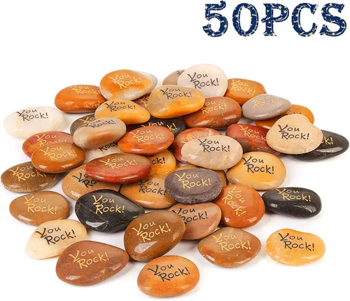 Miniatura 2 de RockImpact You Rock - 50 piezas de regalos de rock You are amazing grabadas inspiradoras rocas de fe, regalos novedosos, agradecimiento, gratitud