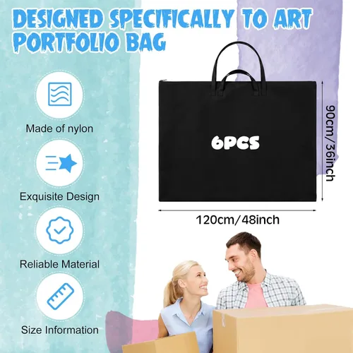 Miniatura 2 de Abbylike 1 bolsa de 48 x 36 pulgadas para portafolio de arte, funda de transporte de nailon impermeable grande con correa para el hombro, para Negro