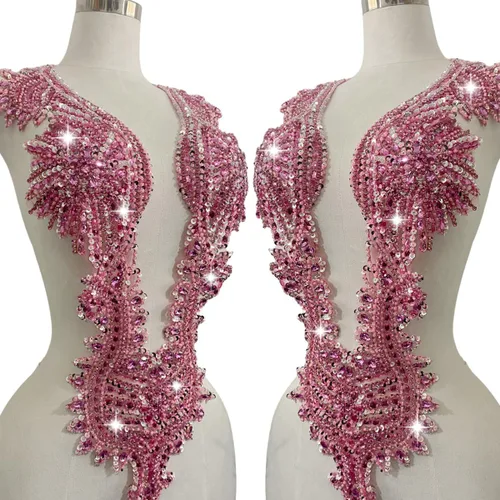 Miniatura 12 de Apliques hechos a mano de cristal sobre encaje, cuentas de diamantes de imitación para coser, parches de lentejuelas, accesorios de decoración