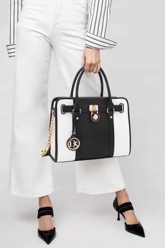 Miniatura 44 de Dasein Bolsos de mano de dos tonos para mujer, bolsos de hombro de cuero vegano, bolsa grande con cartera a juego