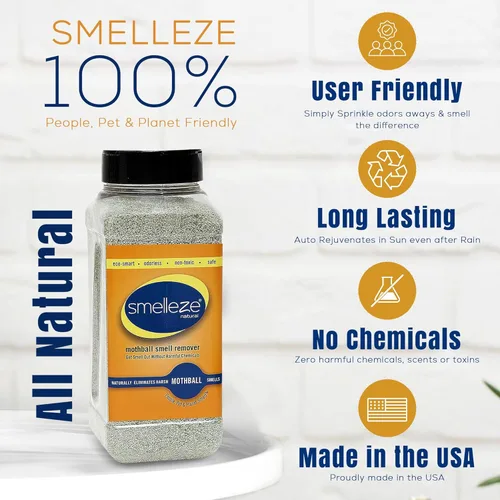 Miniatura 6 de SMELLEZE Desodorizante natural removedor de olores de bola de naftalina: gránulos de 2 libras que eliminan los humos y el olor de las bolas