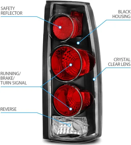 Miniatura 3 de AmeriLite para Chevy GMC [Camion C/K Truck Silverado Sierra Suburban Blazer Tahoe Yukon] Juego de luces traseras de repuesto estilo Euro en negro