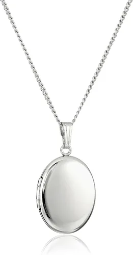 Amazon Essentials Collar con medallón ovalado pulido de plata esterlina