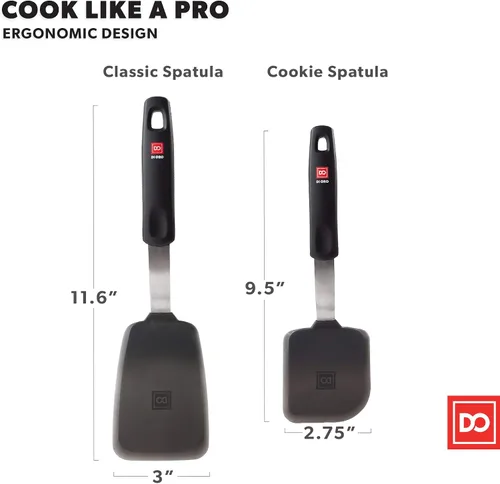 Miniatura 5 de DI ORO - Espátulas para uso en la cocina, silicona resistente al calor de 600 °F, juego de espátulas giratorias para cocinar, espátulas anchas