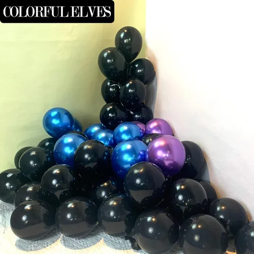 Miniatura 4 de 100 globos pequeños de color azul metálico de 5 pulgadas, cromados, mini globos brillantes de helio para decoraciones de fiestas A3-azul