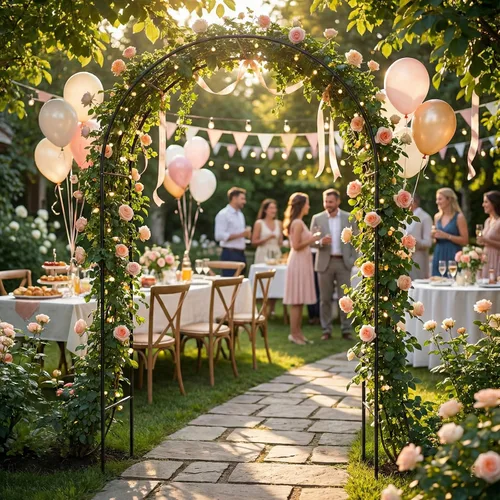 Miniatura 5 de Cenador de pérgola de metal, enrejado de arco de jardín de flores para exteriores, cenador de jardín de acero para plantas trepadoras, decoración