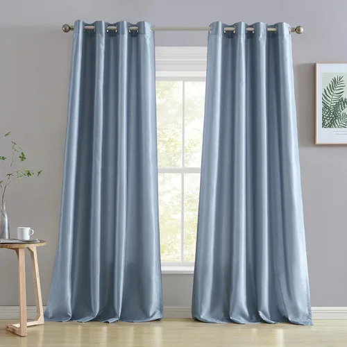 Miniatura 16 de HLC.ME Jefferson - Cortinas ligeras de seda sintética semitransparente con forro de microfibra y ojales para ventana de dormitorio, comedor y sala