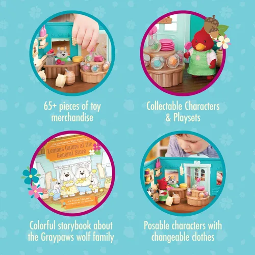 Miniatura 5 de Li'l Woodzeez Pass – the – Pasta Restaurant Playset – Juego de casa de muñecas de 41 piezas con mesa, bancos, comida y accesorios para juegos de rol