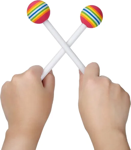 Miniatura 2 de 10 piezas de baquetas para niños, baquetas de caramelo arcoíris de espuma suave con cabeza de percusión para juguetes de ritmo