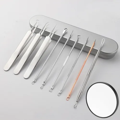 Kit de removedor de espinillas de acero inoxidable, removedor de cabeza negra para cara y nariz, kit de herramientas para eliminar rápida y fácil de