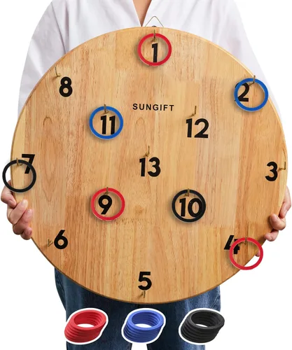 Miniatura 10 de Juego de lanzamiento de gancho y anillo SUNGIFT para adultos y niños - Juegos de lanzamiento de anillos de Hooky en el patio - Juego de pared