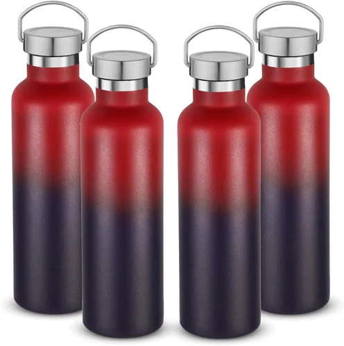 Miniatura 31 de Volhoply 24 onzas Botella de agua aislada con boca estándar con tapa de combinación de plástico y acero inoxidable, botellas de agua de 304 18/8