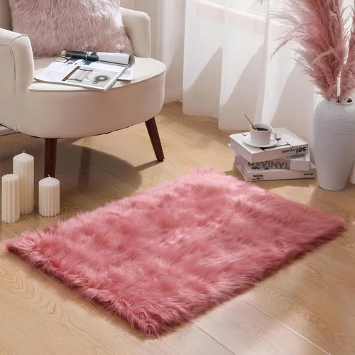 Ashler Home Deco - Tapete de pelo sintético de oveja, mullido, suave, de 2 x 3 pies, lavable a máquina, dormitorio, habitación de los niños, sala de