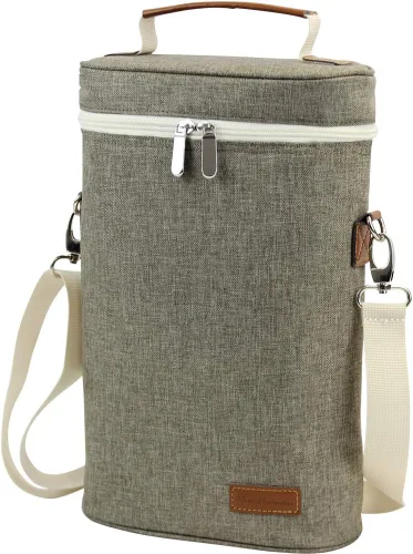 Miniatura 14 de Bolsa para 2 Botellas de Vino, Azul Oscuro, Capacidad de 750 mL, Material de Poliéster, Con Correa para el Hombro y Sacacorchos