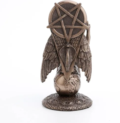 Miniatura 6 de Veronese Design Baphomet de 8 1/2 pulgadas sentado en el globo caído Wiccan Estatua de resina acabado de bronce