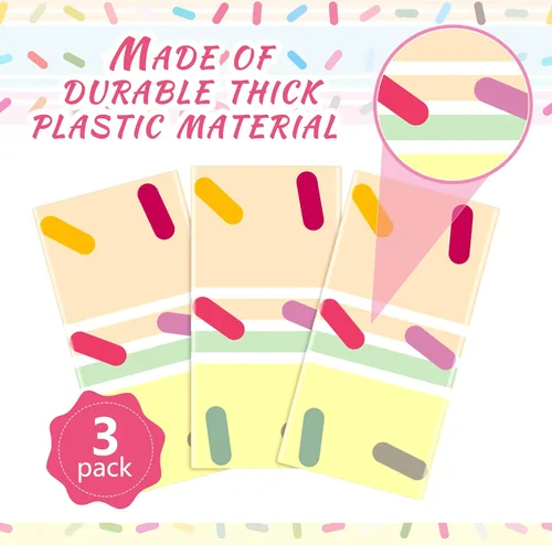 Miniatura 6 de Mindsoft 3 piezas de decoración de fiesta de cumpleaños con diseño de helado y sprinkles, mantel desechable con diseño de dona, mantel de plástico