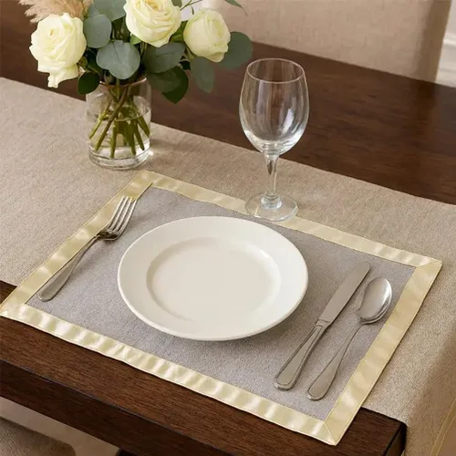 Miniatura 3 de Fennco Styles Manteles individuales con borde dorado metálico, 13 x 19 pulgadas, juego de 4 manteles individuales para decoración del hogar