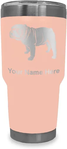 Miniatura 8 de LaserGram Vaso aislado al vacío de 20 onzas, Bulldog Dog, grabado personalizado incluido (negro)
