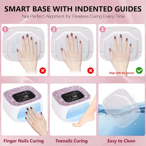 Miniatura 5 de Linssy Lámpara de uñas recargable UV/LED con sensor automático, luz de secado de uñas de gel inalámbrica portátil, 4 tiempos y pantalla LCD